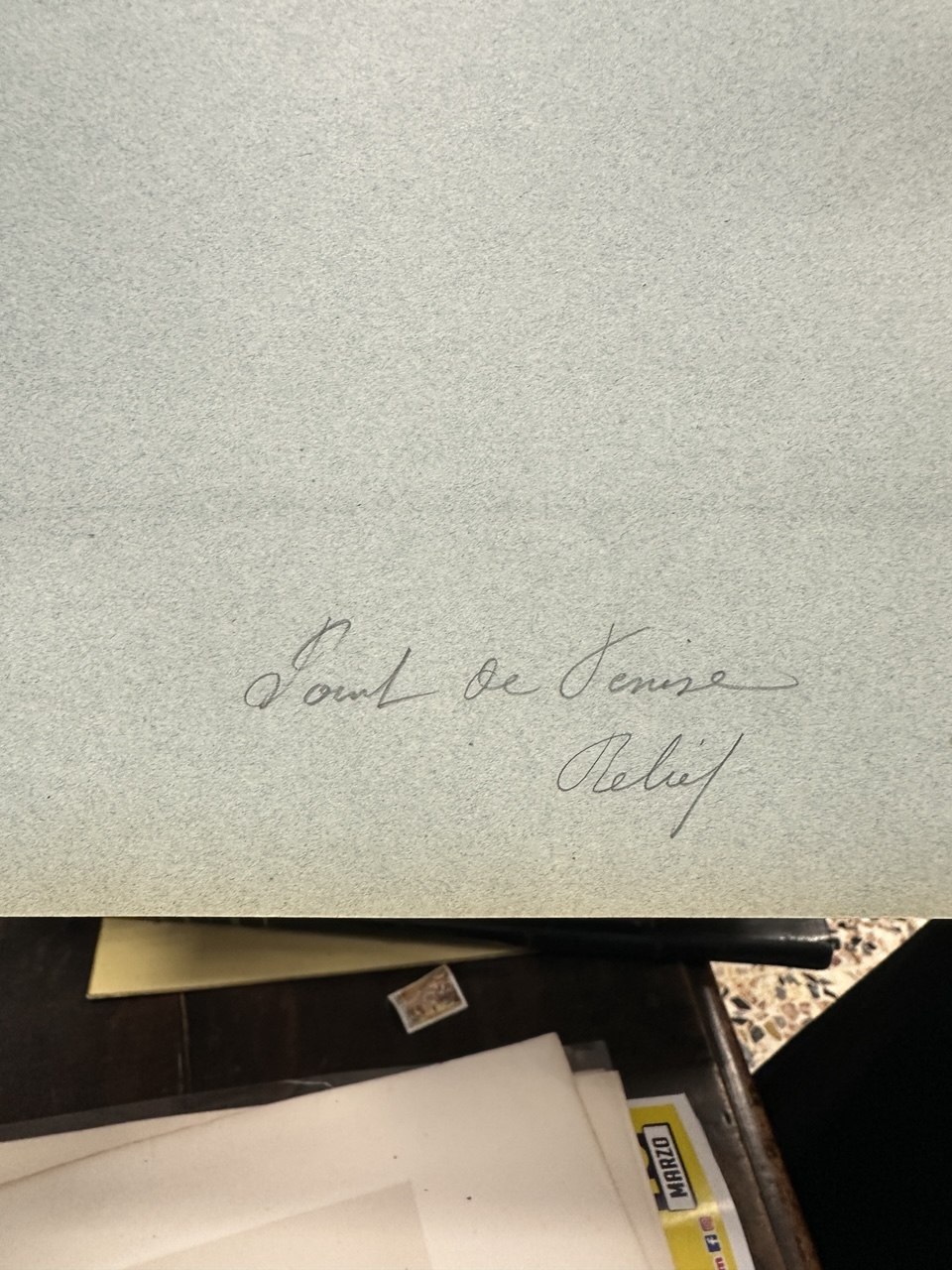 Verso — inscription manuscrite